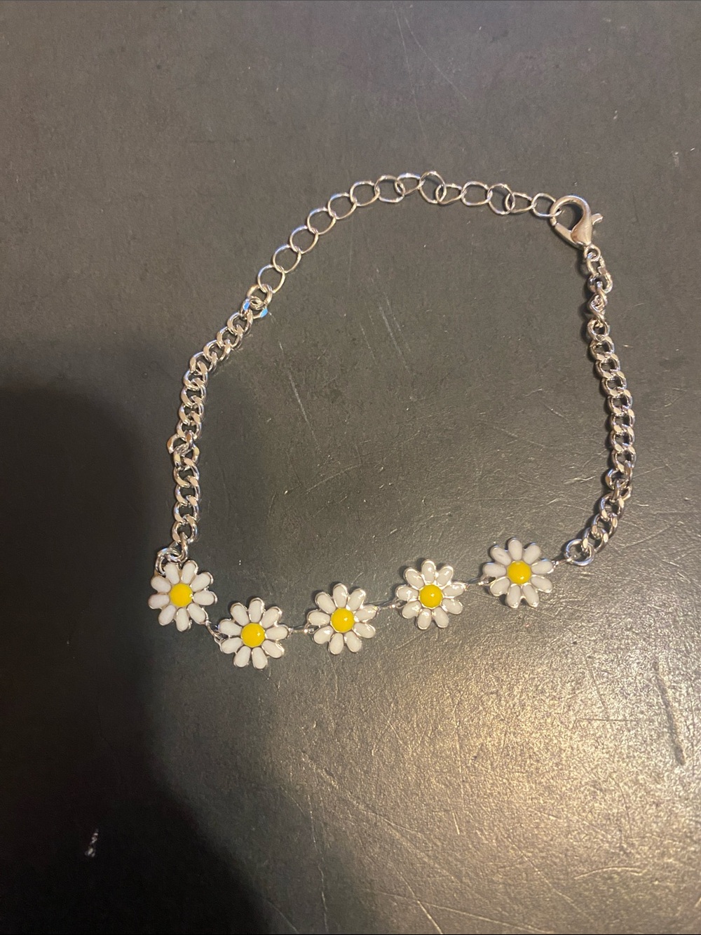 Daisy Charm Chain Bracelet - White & Yellow